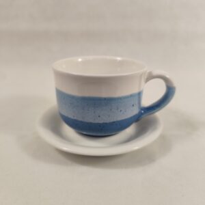 Kohvitass ja alustaldrik - sinised triibud